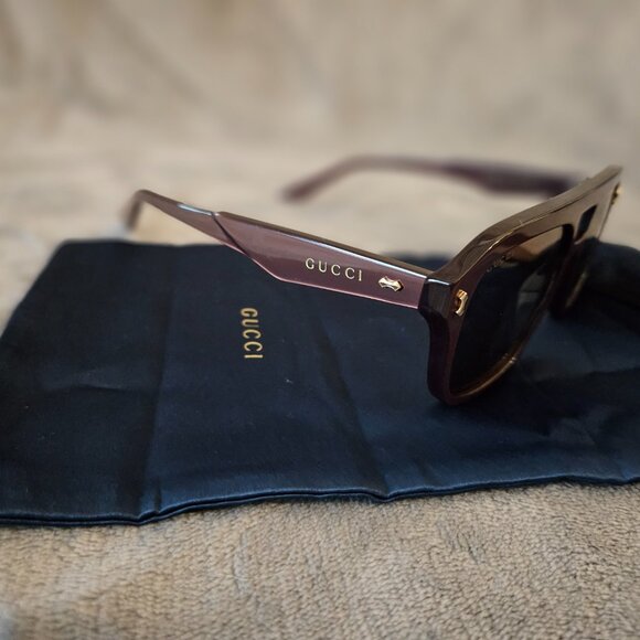 Gucci - Acetate Aviator Sunglasses GG1263S Burgundy main image 6